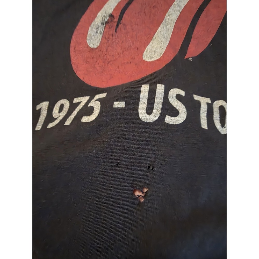 The Rolling Stones Graphic T-Shirt Mens Small Black Fair 1975 US Tour Distressed - Picture 7 of 10